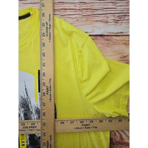 Armani Exchange Womens Yellow T-Shirt Large Milan Print - Picture 8 of 8